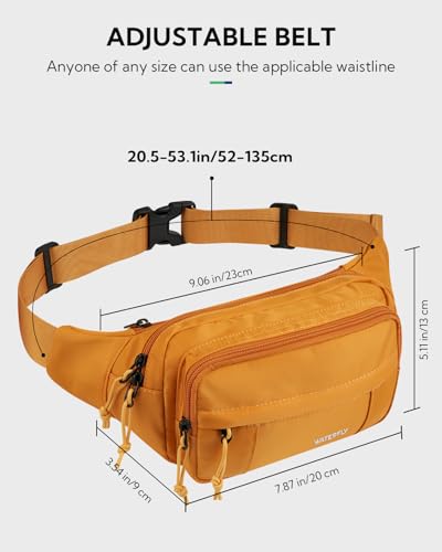 WATERFLY Fanny Pack Waist Packs: Large Crossbody Fanny Packs for Women Men with 5 Zipper Pockets Adjustable Strap Waist Bags Hip Pack for Traveling Cycling Running Hiking-Tan - color: Tan