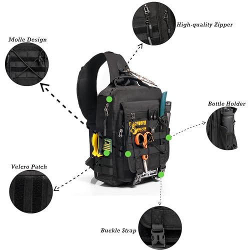 NICGID Tactical Sling Bag Pack Military Rover Shoulder Sling Backpack EDC Molle Assault Range Bag - color: Black-808-1, size: 13.3 inch