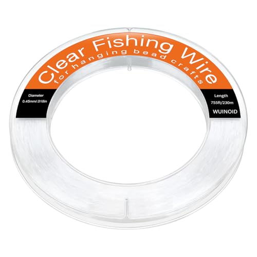 Clear Fishing Line Wire 755 ft, Invisible Monofilament Fishing Line Wire, Nylon String for Hanging Balloons Garland Crafts Picture Decorations, Clear String Threads Cords WUINOID - style: 0.45mm/755ft