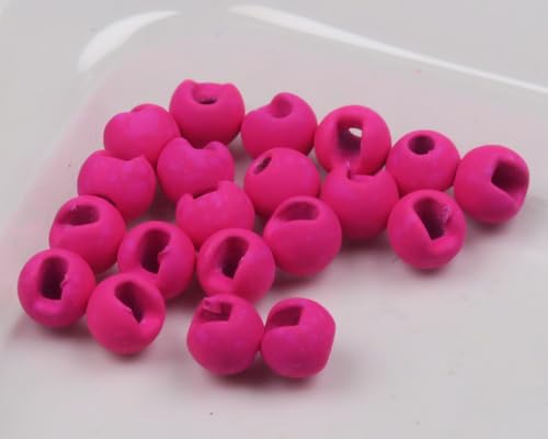 Hareline Fly Tying Mottled Tactical Slotted Tungsten Beads – Natural Finish Weighted Jig Beads, 20 Pack - color: Pink, size: 7/32 5.5mm