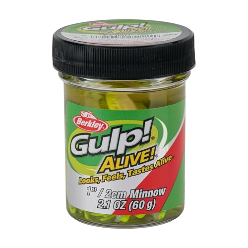 Berkley Gulp! Alive! Minnow Fishing Soft Bait - color: Chartreuse Shad, size: 1in - Jar