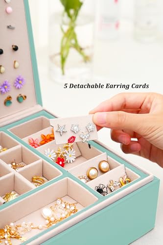 QBestry Girls Jewelry Box for Earrings Jewelry Organizer Box Teen Girls Earrings Organizer Jewelry Box Earring Holder Organizer Stud Earring Box for Girls Womens Jewelry Case Organizer Teal - color: Teal, size: Medium