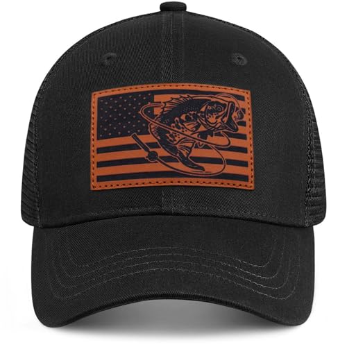 Fishing Gifts for Men - Snapback & Trucker Hats - American Flag Outdoor Fishing Hat - color: 01.black(bassflag)
