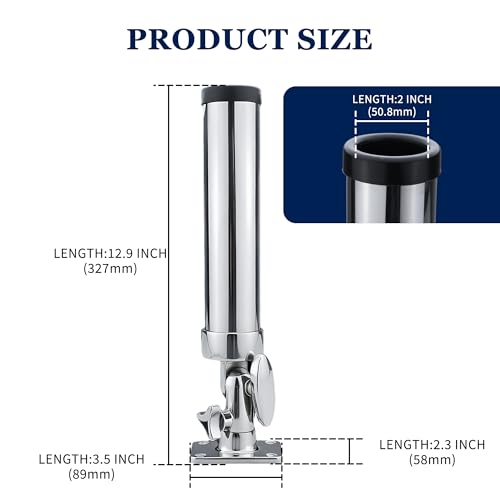 SHENGHUISS Fishing Rod Holder for Boat,360 Degree Stainless Steel Adjustable Fishing Pole Holder,Marine Grade Deck Mount/Rail Mount Rod Holder for Fishing Boat - style: Flat Mount