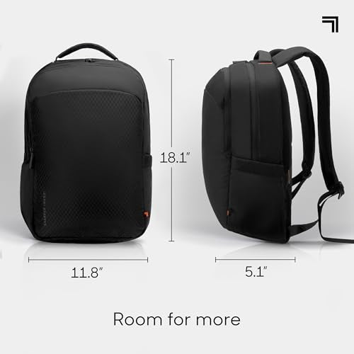 Sharper Image Laptop Backpack, 23L Heavy Duty & Water Resistant Travel Back Pack for Business Work, College School Bag for Men & Women, Fits 16” Computer, Black (Metro Collection)
