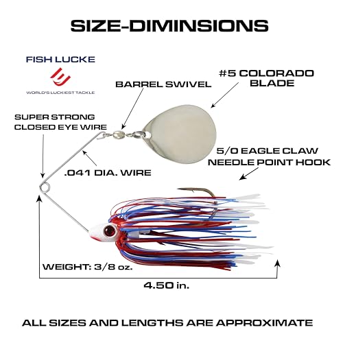 Redman Spinner Bait by Jimmy Houston, 3/8 Ounce Colorado Spinnerbait - color: Red White Blue