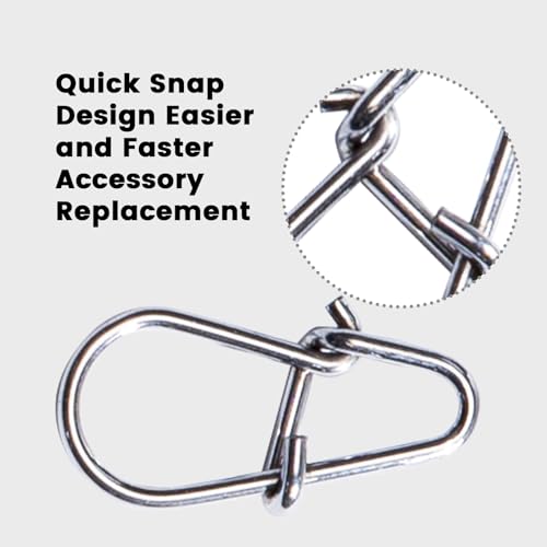 100PCS High-Strength Fishing Snap Clips, Quick Change Crankbait Lure Clips & Speed Clips, Stainless Steel Duo-Lock Snap Swivels for Freshwater/Saltwater Fishing, Power Clips