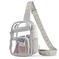Missnine Clear Bag for Stadium Events Clear Sling Bag Fanny Pack Crossbody Purse for Sport Concert with Side Mesh Pocket - color: H-grey[side Pocket]