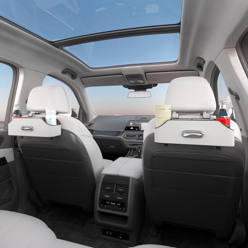 Car Rear Backseat Extra Multifunctional Drink Cup Holder Organizers With Tissue Storage Box Organizer & Hooks For Car Seat Back. White - color: White