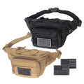 Tactical Fanny Pack, Military Waist Bag Hip Belt Bumbag Utility Bags for Outdoor Hiking Climbing Fishing with U.S Patch (Black+Tan) - color: 2 Pack Black+Tan