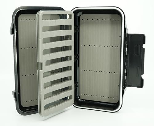 Kingfisher Waterproof Dry Fly Fishing Box with Leaf - color: Black, size: Foam A Leaf w/ Foam D Box