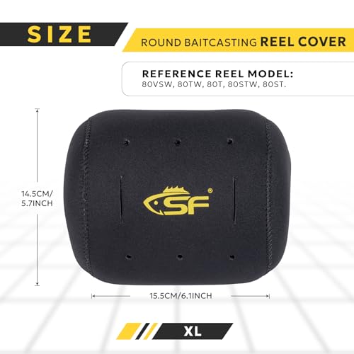 SF Neoprene Conventional Reel Covers Round Reel Case Protective Cover Shield Pouch, XXS/XS/S/M/L/XL/XXL Size, Black - color: Black-3Pcs-XL