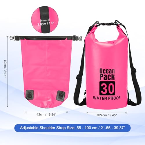Waterproof Dry Bag, 30L Fit for Women Men Water Proof Bags Lightweight Dry Storage Floating Backpack with Whistle for Travel Backpacking Boating Kayaking (Rose Red) - color: Rose Red, size: 30L