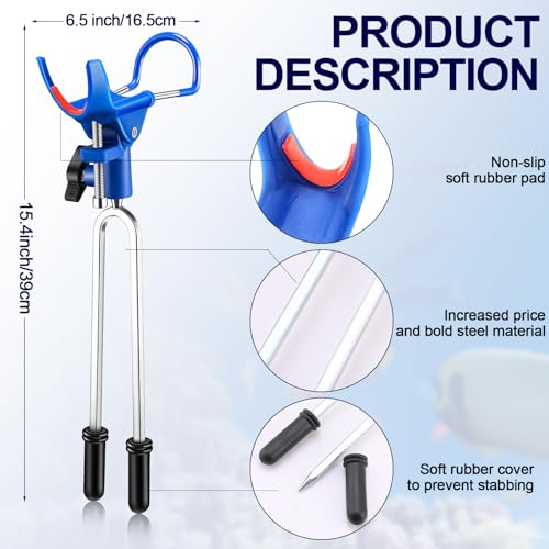 Libima 4 Pcs Fishing Rod Holders for Bank Fishing Rod Pole Holders 360 Degree Adjustable Stainless Steel Fishing Rod Stand Universal Folding Catfishing Equipment Bracket for Ground Catfish Father Gift