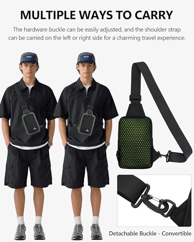Peicees Small Crossbody Sling Bag Chest Bag Dual Pocket Water Resistant Fanny Pack Running Phone Holder for Men Women Workout Travelling, Yellow - color: Yellow