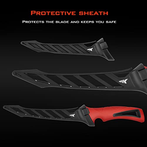 KastKing Intimidator Fillet Knife with Sharpening Steel, Ultra-Sharp G4116 German Stainless-Steel Blades, Non-Slip Handle, Protective Sheath, 7'' Fillet Knife and Honing Rod - color: 7'' Fillet Knife and Sharpening Steel