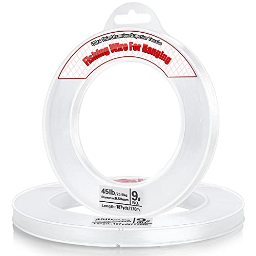Clear Fishing Wire, Acejoz 656FT Fishing Line Clear Invisible Hanging Wire Strong Nylon String Supports 40 Pounds for Balloon Garland Hanging Decorations - style: 0.5mm, 558ft, 45lb