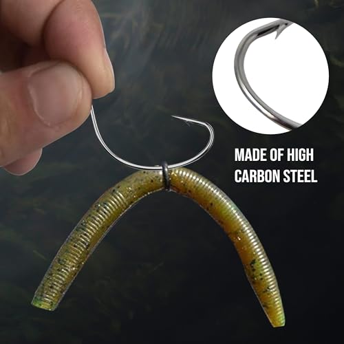 Reaction Tackle Wide Gap Wacky Hooks, Weedless Worm Hooks for Bass, High Carbon Steel Hooks for Stick Worm Soft Plastics, Neko Rig and Finesse Fishing (25-Pack) - size: #1/0 Standard