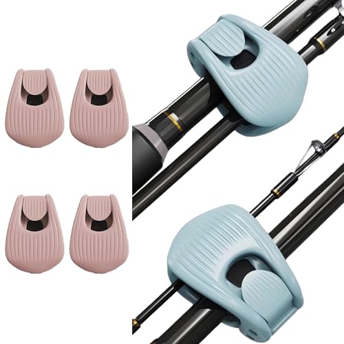Fishing Rods Belt Rod Straps, Fishing Rod Clip Fit for Casting Rods, Spinning Rods Bass Rod and Fly Rods (4 Color, 4 pcs) (PINK) - color: PINK