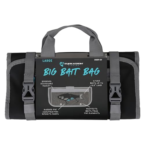 Evolution Fishing Big Bait Bag - 14 in., Roll-Up Lure Bag, Durable, Portable Storage for Large Baits & Gear