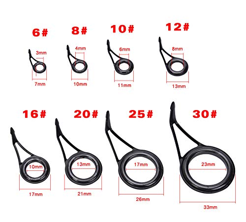 8pcs Fishing Rod Tip Repair Kit Rod Top Tips Replacement Fishing Rod Tips Stainless Steel Ceramic Ring Guide Tips - color: Single Leg Fishing Rod Guides_8pcs