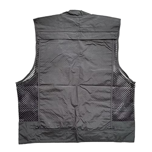 Men Mesh Breathable Multi-Pocket Vest Outdoor Travelers Fly Fishing Photography - color: Black, size: Large