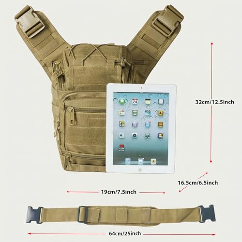 Tactical Sling Backpack for Men，Military Sport Bag Pack Sling Shoulder Backpack Tactical Crossbody Bag EDC Molle Assault Range Bag Chest Pack for Hiking Camping Outdoor - Khaki - color: Khaki