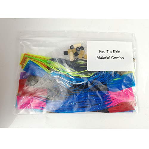 Riverruns Fishing Jig Lures Mixed Colors DIY Silicone Skirts for Jig, Regular Skirt Collars Included Fly Tying Material - color: C: 24pc Fire Tip Skirt Material Combo