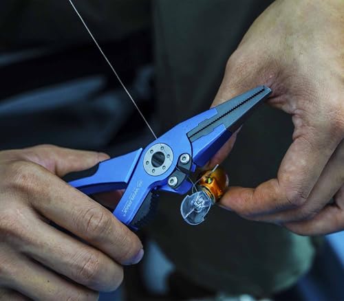 Fishing Pliers for Saltwater & Freshwater, with line Cutter, 6 or 7.5 inch, Hook Remover Pliers, SUS420 Jaws with Titanium Coating, Tungsten Carbide Cutter (Blue, 7.5 inch) - color: Blue, size: 7.5 inch