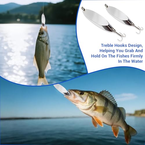 Fishing Lures Spoons, Trout Lures 5pcs/30pcs Hard Metal Spinner Bass Baits 5 Sizes Casting Spoon Hooks for Salmon Bass in 1/5oz 1/4oz 3/8oz 1/2oz 3/4oz - color: 30PCS-7g/10g/14g/18g/21g