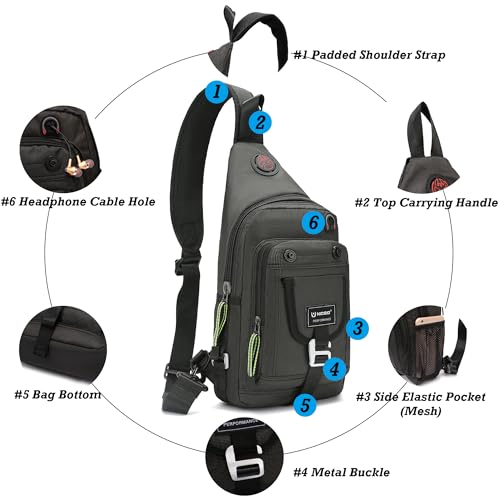 NICGID Sling Bag Chest Shoulder Backpack Crossbody Bags for Tablet Laptop Outdoor Hiking Men Women - color: Army Green-2664