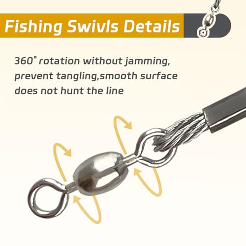 Fishing Hook Rigs 25/50 Pack - Circle Hook 1/0-10/0 with Stainless Steel Leader, Crane Swivel - Heavy Duty Saltwater Rigs for Catfish, Shark, Surf & Bottom Fishing - size: 3/0