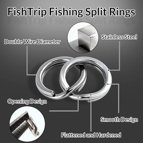 FishTrip Split Rings Fishing 200Pcs Stainless Steel Heavy Duty Split Ring Pliers Saltwater Treble Hooks Terminal Tackle Connector (6#_100pcs) - size: 6#_100pcs