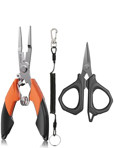 Fishing Tools Kit, Fishing Pliers,Fishing Scissors, Fishing Line Cutter for Braided Fishing Line,Fishing Gear with Lanyard - color: 6.5"Fishing Pliers Orange