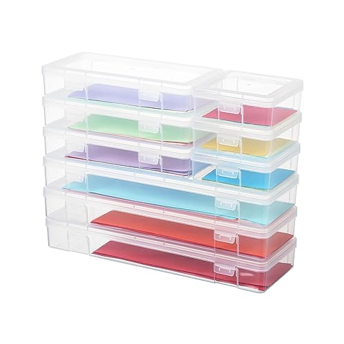 novelinks Clear Pencil Box and Small Plastic Storage Containers with Lids | 3 Small + 3 Medium + 3 Large, Board Game Storage Containers, Task Boxes for Special Education, Balloon Storage Organizer - color: 3 Small + 3 Medium + 3 Large -Clear