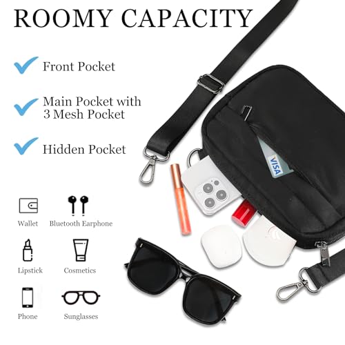 MAXTOP Small Crossbody Bags for Women Belt Bag Fanny Pack with Adjustable Strap - color: Black, style: Small Crossbody Bag