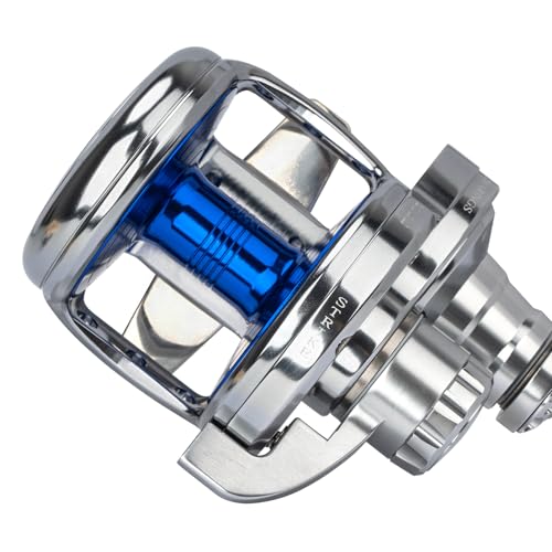THKFISH Slow Pitch Jigging Reel, 55lbs Max Drag 6.3:1,9+2 Stainless BB Lever Drag Saltwater Heavy Duty Trolling Reel Slow Jigging Reel Saltwater Fishing - size: WAVE-30-Right Hand-SILVER
