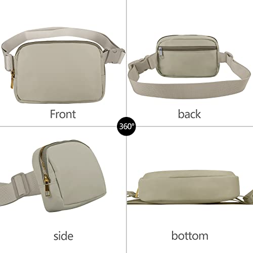 VOROLO Fanny Pack For Women And Men Crossbody Bag Belt Bag | Adjustable Strap Graduation Gifts Lightweight Travel Running - color: Black+Wood Grey