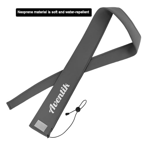 Aventik Lightproof Neoprene Rod Sleeve – Protective Fishing Rod Sock Cover with Hanging Loop & Adjustable Lanyard for Casting, Spinning & Trolling Rods - color: Grey, size: Length: 60''/1.52m