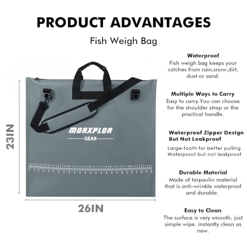 MORXPLOR Fish Bag Heavy Duty Tournament Fishing Weigh in Bag 26x23 19x34 inches - color: Deep Grey