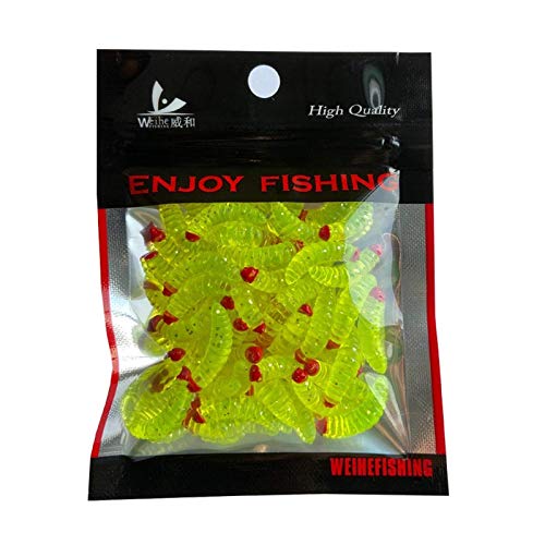 50PCs 2.4cm Maggot Soft Baits, Fresh Water Fishing Bait, Soft Fishing Lures, Bass Fishing Worms, for Lake Fishing Freshwater Saltwater Lake Ice Sea Fishing, Mackerel, Mullet - color: C