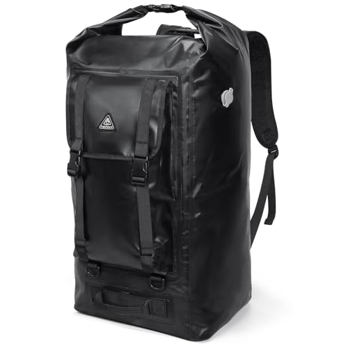 Haimont Waterproof Backpack Roll Top Dry Bag Kayak Dry Backpack for Outdoor Dry Pack Boating Fishing Camping, 60L, Black - color: Black, size: 60L