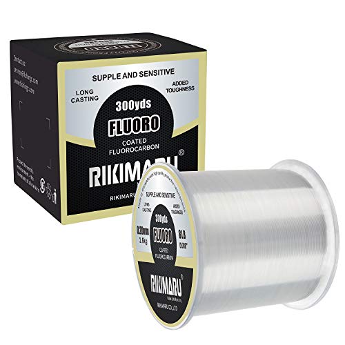 RIKIMARU Fluoro Fishing Line, 100% Soft Fluorocarbon Coated Fishing Line - size: 25 lb/0.43 mm/300 yds