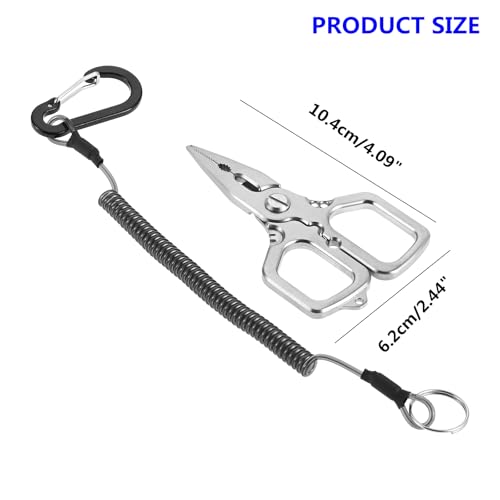 dophee Fishing Pliers Saltwater with Split Ring, Stainless Steel Mini Multifunctional Fish Hook Remover PE Line Cutter Scissors Tool Fishing Gear Accessories