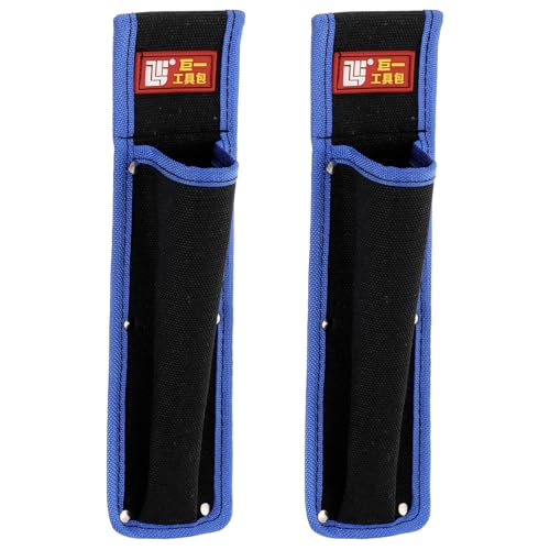 HARFINGTON 2pcs Welding Rod Pouch 12.26" x 3.15" x 9.45" Canvas Welding Rod Bag Leather Electrode Holder with Waist Belt Rivet Reinforcement for Storage Welding Tools, Black Blue - size: 12.26" x 3.15" x 9.45"