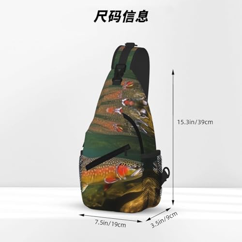 Brook Trout Fly Fishing Sling Bag For Women Men Travel Hiking Backpack Crossbody Shoulder Chest Bags Casual Daypack