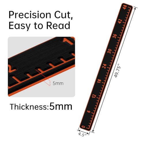 HZshark EVA Foam Fish Measuring Board, Fish Ruler with 3M Self-Adhesive Backing,48" Fishing Tape Measure for Boats Sailboats Yachts Kayaks - color: Black with Orange, size: 4.5"*48"