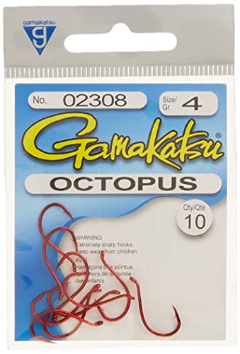 Sportsman Supply Inc. Gamakatsu Octopus Hook-10 Per Pack - color: Red, size: 4