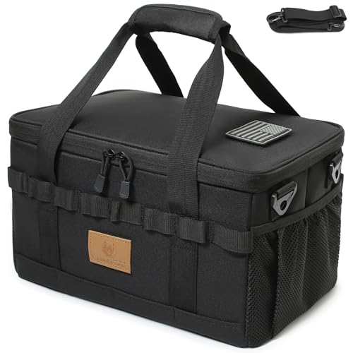 Tactical Camping Storage Bag 18L Tactical Utility Tote Bag Camping Cookware Organizer Trunk Organizer (Black) - color: Black