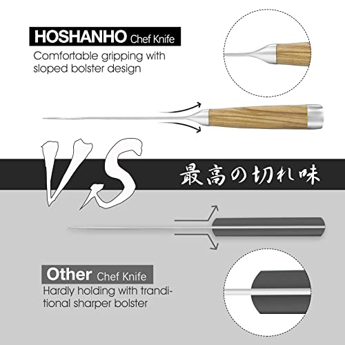HOSHANHO Damascus Chef Knife 8 Inch, Professional 67 Layers 10Cr15CoMoV Super Steel Kitchen Knife, Ultra Sharp Japanese Knife with Durable Ergonomic Olive Wood Handle - style: 8 Inch Chef Knife